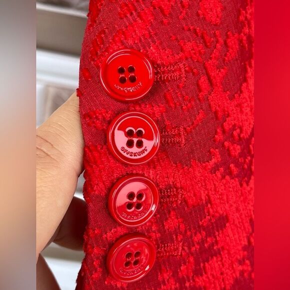 Givenchy Red Jacquard Double Breast Blazer Size 6" - Picture 15 of 17